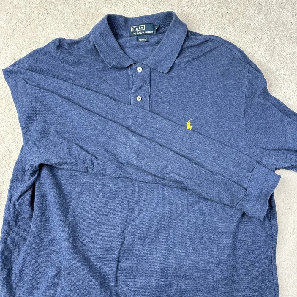 Polo Ralph Lauren Henley Polo Shirt Men's Size XL Blue Cotton Button Preppy